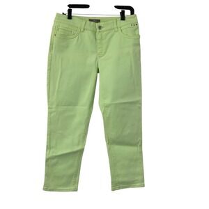 So Slimming by Chico's‎ Lime Green Cropped Capri Denim Jeans Studded Size 0/Sm